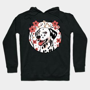 Dalmatian Enjoys Spring Amid Cherry Blossoms and Flowers Hoodie